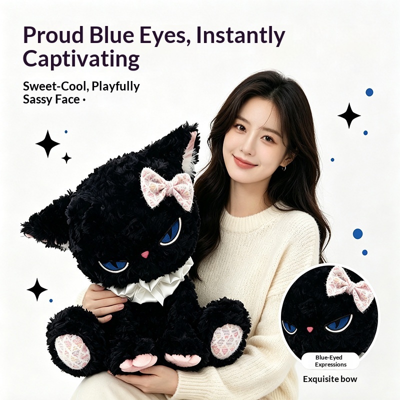 검은 고양이 인형, 파란 눈, 부드러운 털, 푹신한 촉 - Cat Toys 리뷰 및 가격